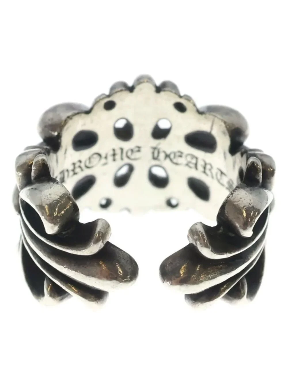 Chrome Hearts Dbl Flrl Double Floral Cross Ring Silver